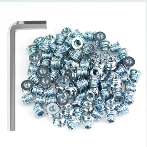 Miniatura 13 de Insertos roscados de 1/4-20, insertos de madera, insertos roscados de acero para tornillo de muebles de madera, kit de 145 piezas de insertos
