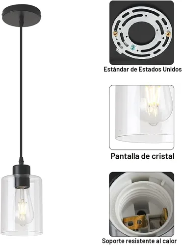 Miniatura 5 de Moderna lámpara colgante cilíndrica de cristal transparente de granja, luces de isla para cocina, mini iluminación colgante para decoración de isla