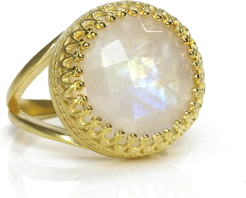 Miniatura 7 de Anillo de piedra lunar fina – Piedra lunar arcoíris en plata de ley 925 – Encantadora joyería de piedra lunar hecha a mano – Anillo grande de piedra