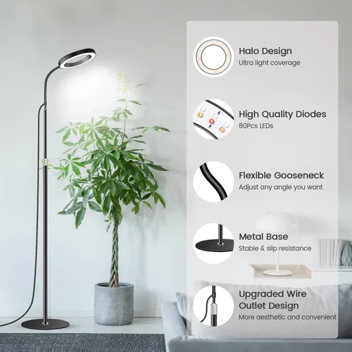 Miniatura 6 de Garpsen Luces de cultivo para plantas de interior, luz LED de espectro completo con soporte, 3 modos de color, lámpara de cultivo de pie