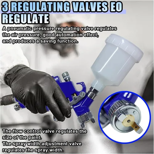 Miniatura 3 de Pistola de aerosol de toque mini HVLP con boquilla de 0.8 mm, 125 cc de capacidad, pulverizador de pintura de aire con alimentación por gravedad