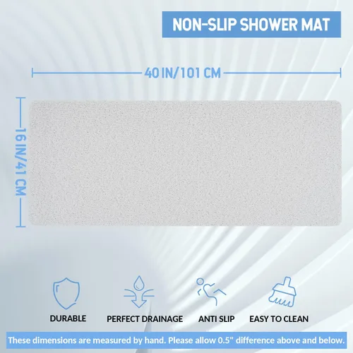 Miniatura 55 de Hargiis - Tapete antideslizante de secado rápido para tina y ducha, tapete exfoliante para pies, para baño, cocina u hotel, beige, 24 x 16 pulgadas