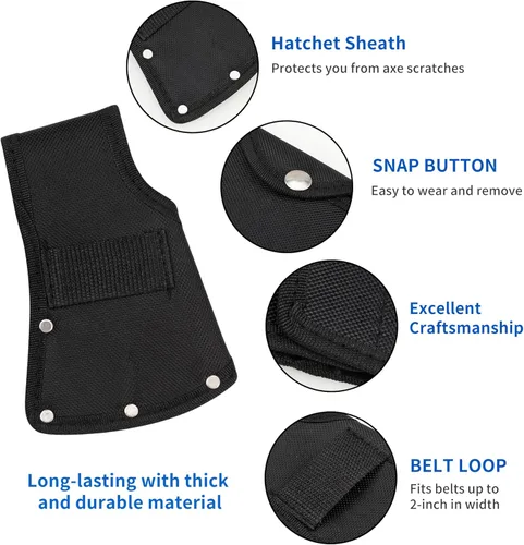 Miniatura 5 de Hatchet Head Sheath Holster, Black Oxford Sheath for 1-1/4Lb Axe, Double Snap Hatchet Protector Cover with Belt Loop, Outdoor Camping Hiking
