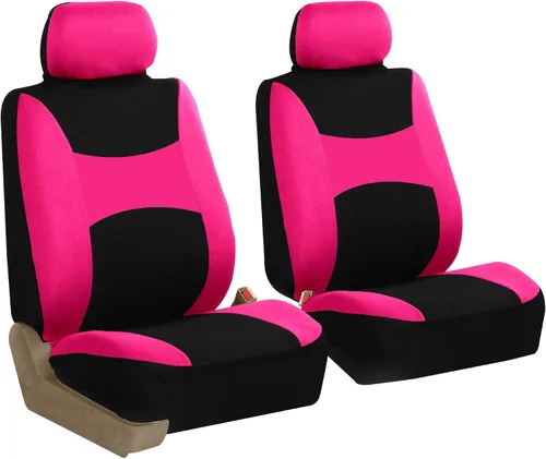 Miniatura 10 de TLH - Juego de fundas de asiento de tela plana ligera y fresca para automóvil, solo para el conjunto delantero, compatible con bolsa de aire