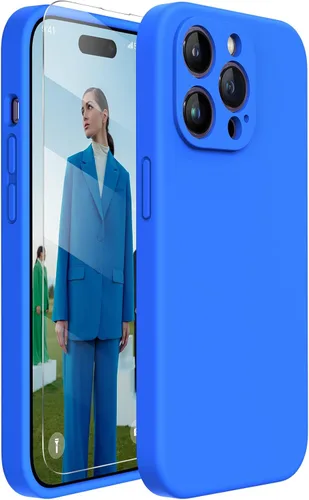Miniatura 322 de Miracase Funda diseñada para iPhone 13, con protector de pantalla de vidrio templado, forro de microfibra suave antiarañazos, funda de goma