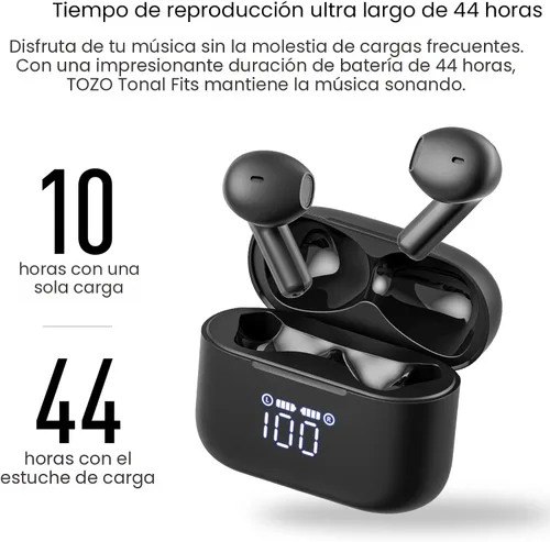 Miniatura 5 de TOZO Auriculares inalámbricos T21 Bluetooth de 5.3 pulgadas, micrófono dual, cancelación de ruido, IPX8, reproducción de 44 horas, sonido estéreo