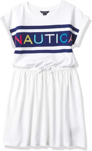 Nautica Vestido de camiseta de manga corta para niña con cintura ceñida