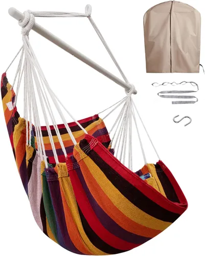 Miniatura 9 de MIZTLI Silla Hamaca con Columpio para Interior para Dormitorio - Máximo 500 Libras - Barra de Acero con Anillos Antideslizantes - Para