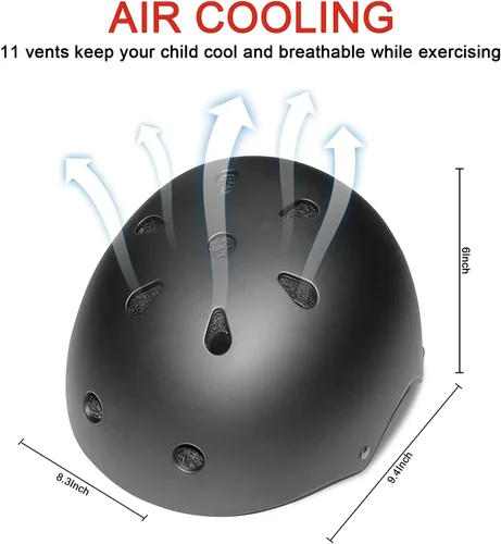 Miniatura 3 de Conjunto de casco de bicicleta para niños, casco ajustable para niños pequeños de 2 a 8 años con rodilleras, coderas y muñequeras Casco