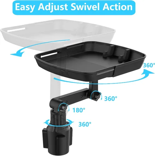 Miniatura 2 de Bandeja de portavasos más grande para automóvil, bandeja de alimentos para automóvil de 10 pulgadas con soporte para teléfono, soporte desmontable 3