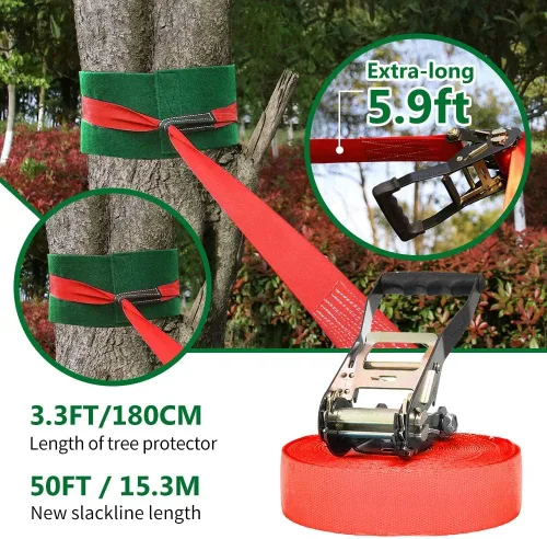 Miniatura 8 de Dripex - Carrera de obstáculos ninja warrior de 50 pies para niño con accesorios completos, columpio, trapecio, escalera de cuerda, red