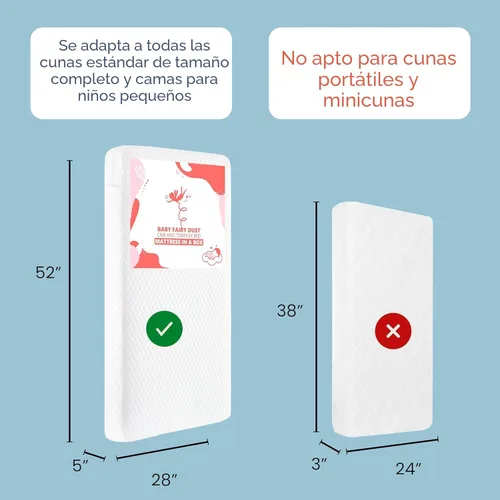 Miniatura 3 de Dream On Me Baby Fairy Dust - Colchón para cuna y niños pequeños de 5 pulgadas, certificado GREENGUARD Gold y JPMA, superficie resistente al agua