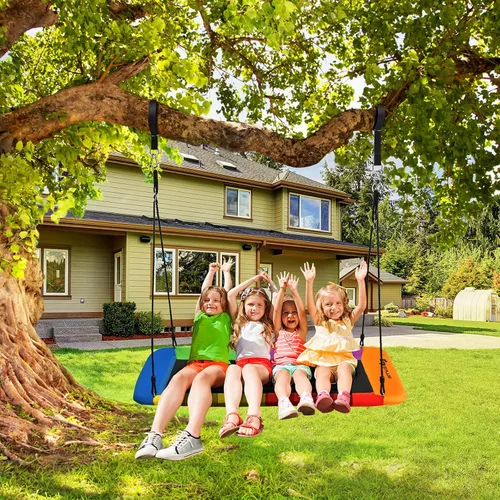 Miniatura 7 de Goplus Columpio de árbol de plataforma gigante de 60 pulgadas para niños y adultos, columpio rectangular ajustable para interiores y exteriores