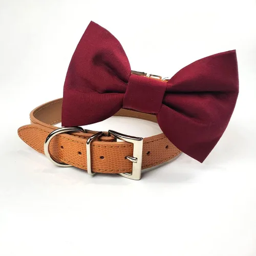 Miniatura 5 de Collar de moño para perro burdeos, collar de boda para perro, collar de perro de boda rojo profundo, collar formal para perro, ropa de boda