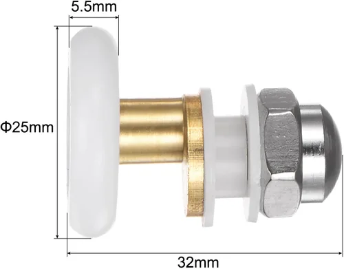 Miniatura 2 de uxcell Rueda de corredor para puerta de ducha, 0.984 in de diámetro, pieza de repuesto para puerta corrediza de vidrio de baño