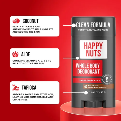 Miniatura 6 de Happy Nuts Desodorante de cuerpo entero para hombres, control de olores de cuerpo completo, ideal para hoyos, ingle y más, confianza durante todo