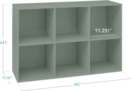 Miniatura 2 de Best Choice Products Estantería para niños con 6 cubos, organizador de almacenamiento, estante de 11 pulgadas, estantería, almacenamiento para Salvia