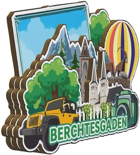 Miniatura 2 de Berchtesgaden Alemania imán de madera 3D para nevera, recuerdos coleccionables, decoración hecha a mano -4136