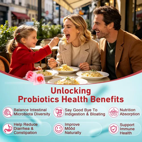 Miniatura 6 de Gomitas probióticas + prebióticas para adultos y niños mayores de 4 años, probióticos masticables sin azúcar, 50 mil millones de UFC con fibra