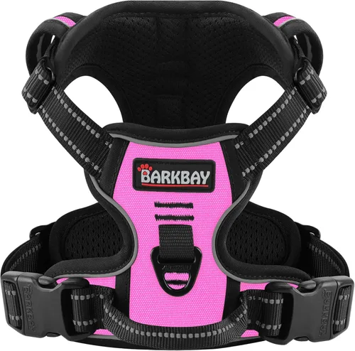 Miniatura 16 de BARKBAY Arnés para perro sin tirones para perros grandes, ajustable, reflectante, cómodo, sin estrangulamiento, resistente, perfecto para Negro