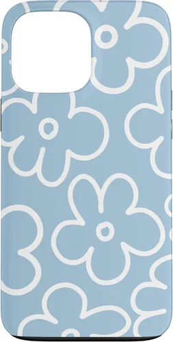 Miniatura 23 de Funda floral para iPhone 14 Cute Sky Blue and White Flower Pattern Wildflower