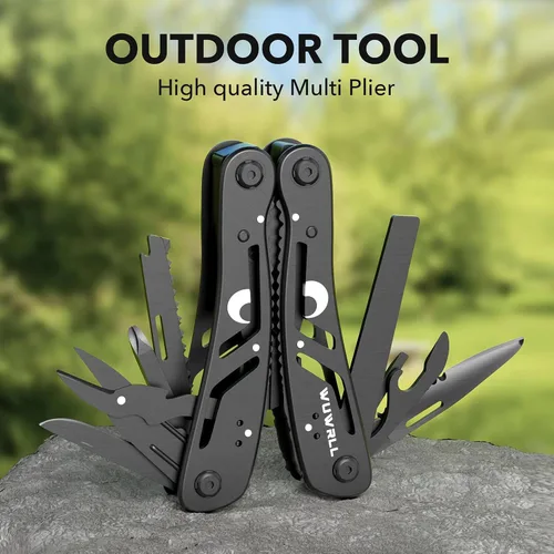 Miniatura 2 de Multiherramienta 26 en 1, multiherramientas profesionales de acero inoxidable, alicates multiherramienta, navaja de bolsillo con funda de Negro