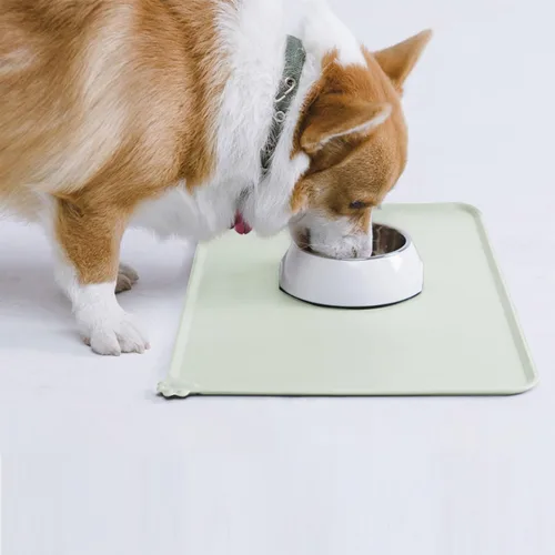 Miniatura 6 de AUDWUD - Tapete de silicona, impermeable y antideslizante para alimentos de perros y gatos, para tazón de mascotas Beige verdoso