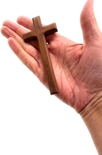 Miniatura 2 de St John the Baptist Orthodox Brotherhood Cruz de mano de madera simple y maciza, tamaño pequeño (pequeño)