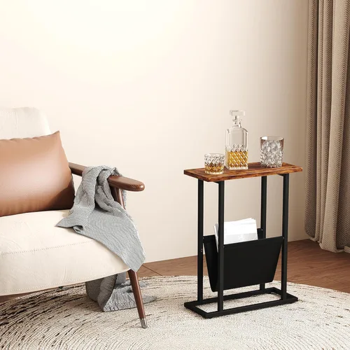 Miniatura 2 de Mesa auxiliar estrecha para espacios pequeños, mesa auxiliar pequeña con soporte para revistas, mesa delgada y estrecha para sala de estar