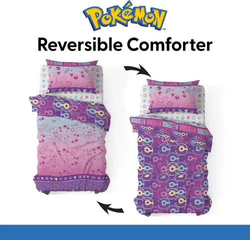 Miniatura 6 de Northwest Pokémon Juego de cama individual en una bolsa, Pikachu y Eevee, ropa de cama de anime para niños y niñas, ligera y dulce Ligero y dulce