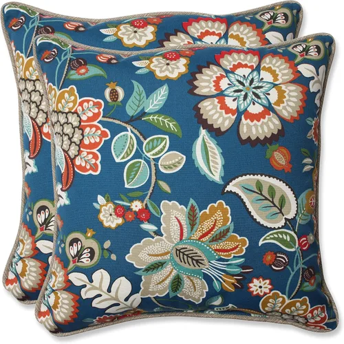 Miniatura 20 de Pillow Perfect - Cojines decorativos florales brillantes para interiores/exteriores, 2 unidades, lumbar - 11.5 x 18.5 pulgadas, verde/rojo Zoe