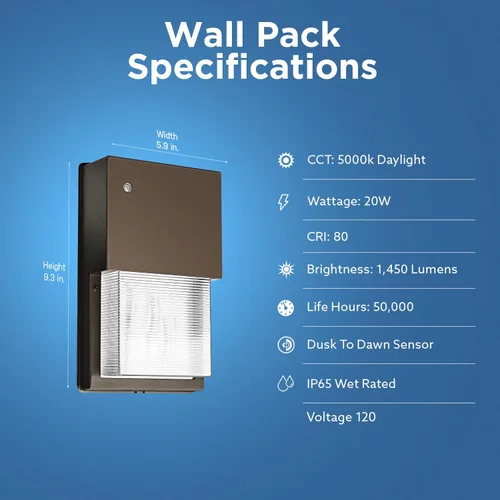 Miniatura 3 de Feit Electric Paquete de luces LED de pared para exteriores de 20 W con fotocélula del atardecer al amanecer, luz de seguridad montada en la pared