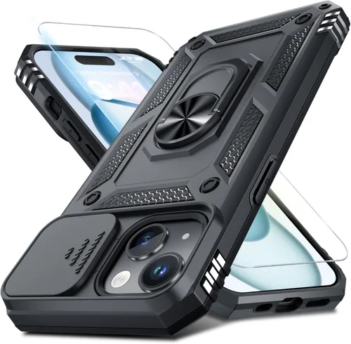 Miniatura 28 de Janmitta - Funda para iPhone 14 Pro con cubierta deslizante para lente de cámara incorporada + protector de pantalla, funda de cuerpo completo