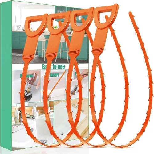 Miniatura 10 de Serpiente Destapacaños para Cabello - Paquete de 3 Herramientas Destapacaños Tipo Serpiente para Ducha y Fregadero con Empaque Exquisito (Verde)