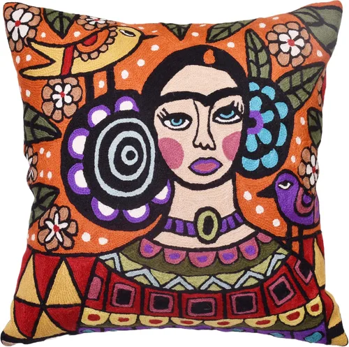 Miniatura 9 de Frida - Funda de almohada inspirada en el collar de arte mexicano, funda de almohada floral bordada a mano con arte hispano, cojín para silla, cojín