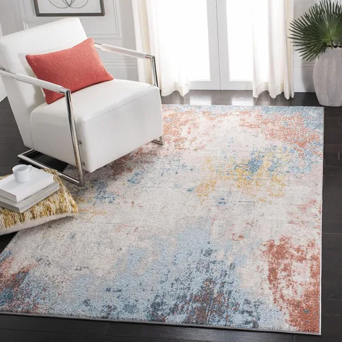 Miniatura 20 de SAFAVIEH Tulum Collection - Alfombra decorativa de 2 x 5 pies, color gris y azul, diseño abstracto moderno, no desprende pelusa y fácil de limpiar