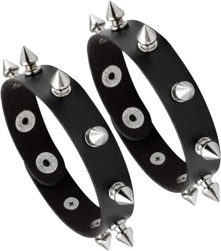 Miniatura 5 de MILAKOO Pulsera de cuero punk para hombre, pulsera de cuero con espiga para mujer