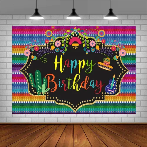Miniatura 4 de Sendy Telón de fondo de fiesta mexicana de 7 x 5 pies, fiesta mexicana, fiesta de cumpleaños, fotografía de fondo, decoraciones coloridas, cartel
