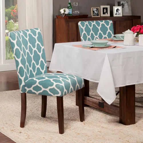 Miniatura 91 de Homepop Silla de comedor con detalles festoneados, sillas de comedor Parsons tapizadas, muebles decorativos para el hogar, tejido gris claro