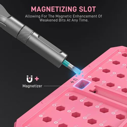 Miniatura 4 de Kit de herramientas de destornillador magnético profesional 42 en 1, puntas de precisión multifuncionales para PC, cámara, teléfono inteligente, Rosa