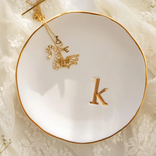 COLLECTIVE HOME - Bandeja de cerámica para joyas, plato decorativo para anillos, aretes, collares, pulseras, llaves de reloj, regalo de cumpleaños,