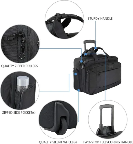 Miniatura 5 de KROSER Bolsa con ruedas para laptop para hombres y mujeres, maletín con ruedas para negocios para portátiles de hasta 17.3 pulgadas, bolsa