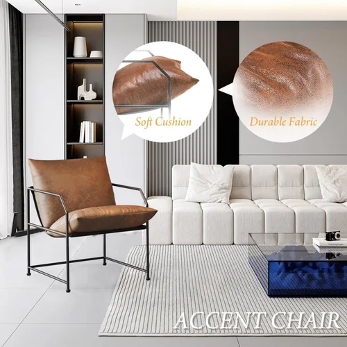 Miniatura 6 de Silla decorativa para sala de estar, sillas cómodas de lectura para dormitorio, silla tapizada de salón, silla de estilo moderno de mediados