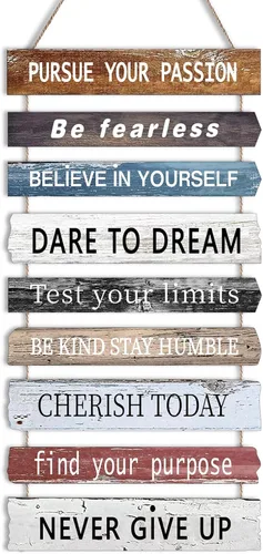Miniatura 11 de Decoración de pared inspiradora para oficina, decoración rústica de madera para colgar, arte de pared motivacional, citas positivas inspiradoras