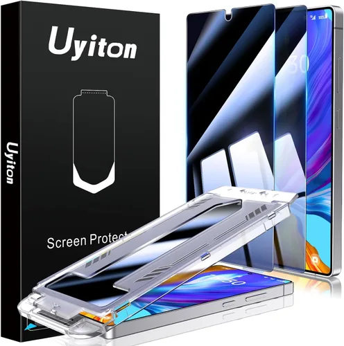 Uyiton UnBreak-Glass - Protector de pantalla de privacidad para Samsung Galaxy S25 Ultra, soporte ultrasónico de huellas dactilares, marco de Negro