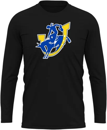 Miniatura 258 de Camisa deportiva de manga larga oficial de la NCAA Collegiate para hombre, colección negra con logotipo primario