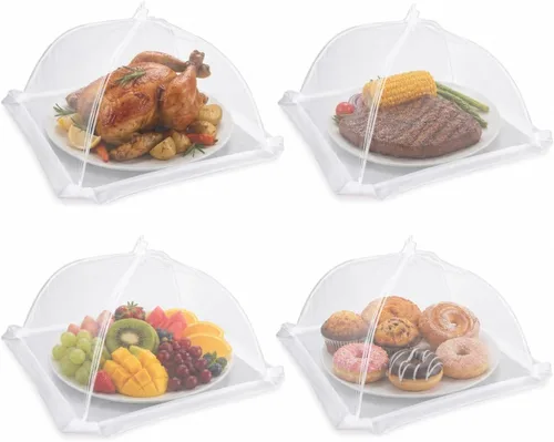 Miniatura 11 de Cubierta extra grande para alimentos, 3 Jumbo (40 x 23.7 pulgadas), tiendas de campaña de malla blanca para servir, tiendas de campaña emergentes