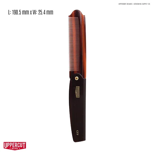 Miniatura 4 de Uppercut Deluxe CT7 Flip Comb – Peine plegable de bolsillo para hombres, peine de tamaño de viaje, acetato de celulosa vegetal duradero, dientes