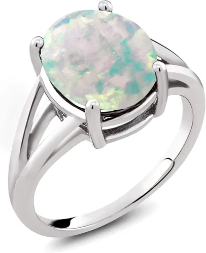 Miniatura 77 de Gem Stone King Anillo solitario con piedra preciosa de 3.00-7.00 quilates Plata de ley 925 Ovalado de 0.47 x 0.49 pulgadas Anillo