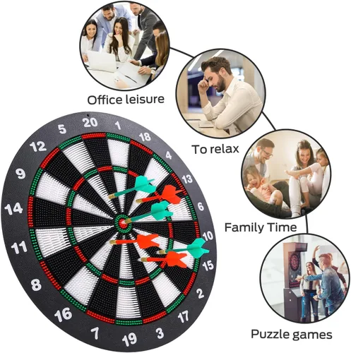 Miniatura 6 de Theefun Juego de tablero de dardos de seguridad, juego de diana de goma de 16 pulgadas con 6 dardos de punta suave para hombres y mujeres, fiesta